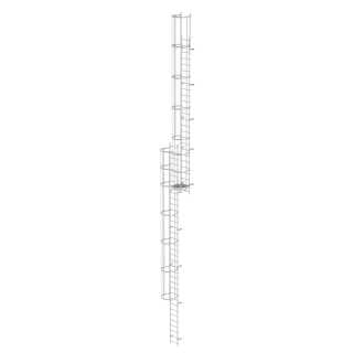 Mehrzügige Steigleiter mit Rückenschutz (Bau) Aluminium blank 16,32m