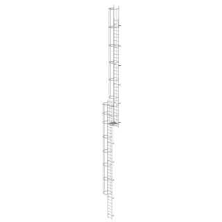Mehrzügige Steigleiter mit Rückenschutz (Bau) Aluminium eloxiert 19,12m