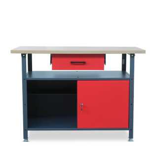 Werkbank Werktisch anthrazit-rot; Holzplatte 85x120x60